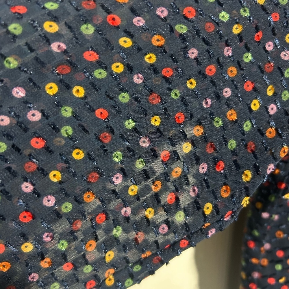 Madewell Lyric Wrap Top Sugar Dot Navy multicolor polka dot textured Medium - Picture 3 of 13